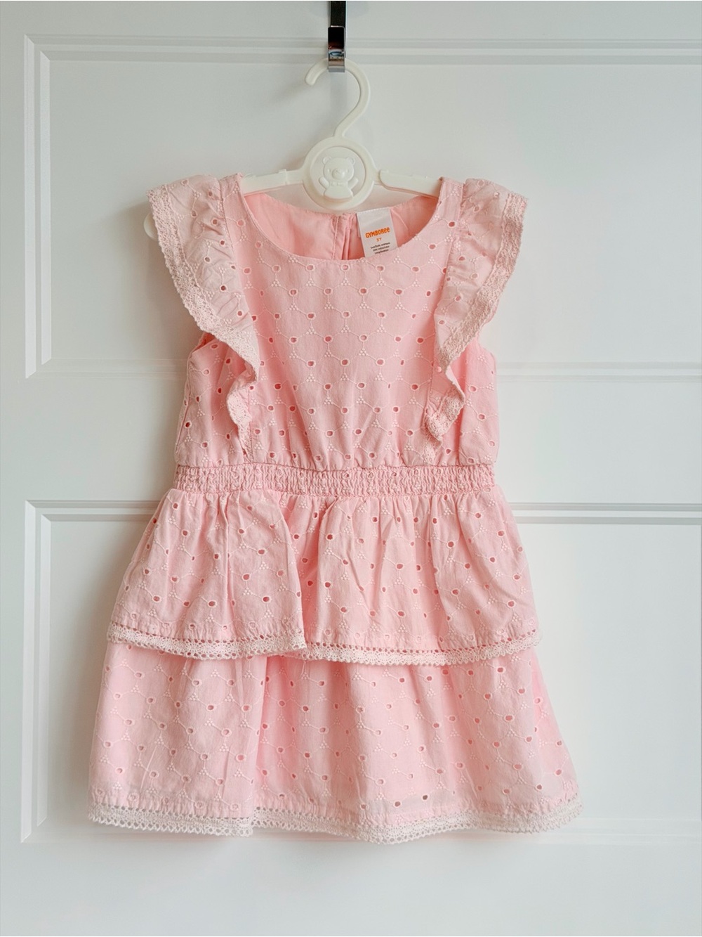 Gymboree Pink Eyelet Tiered Dress with Ruffle Sleeves